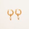 Gold Hoops with Petite Pearl Charm