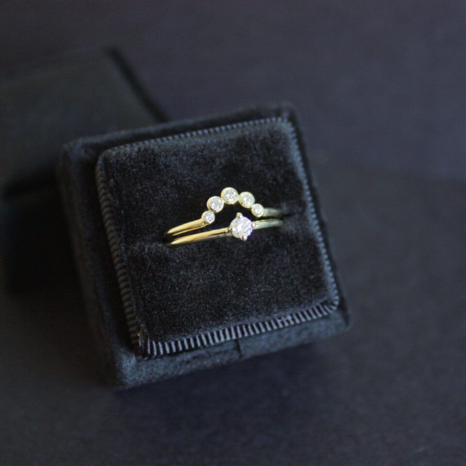 Diamond Arch Ring & Diamond Solitair Ring