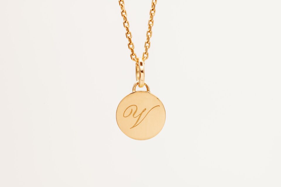 Calligraphy Initial Charm Small 14k gold