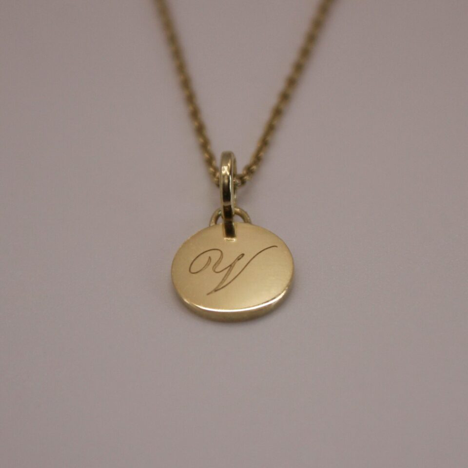 Calligraphy Initial Charm 14k gold