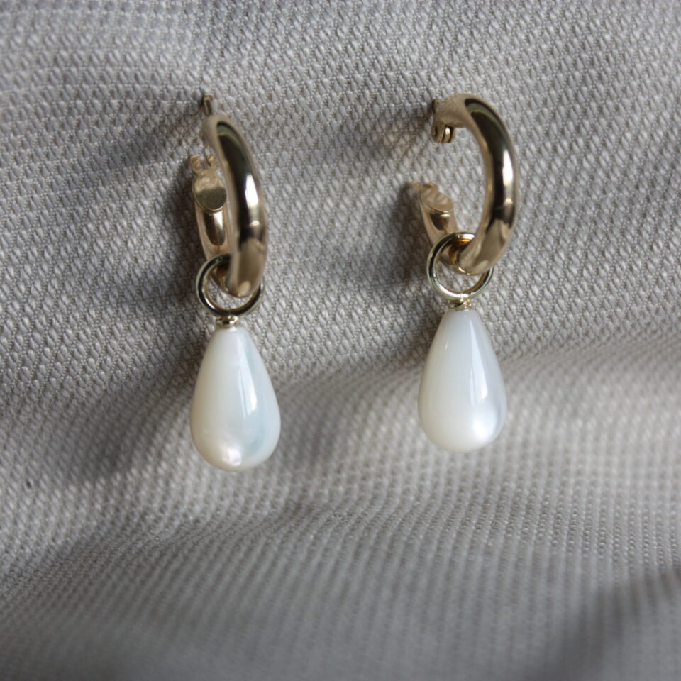 Mother of Pearl Earring Charms 14k