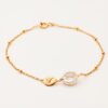 Calligraphy Initial Bracelet 14k with pearl