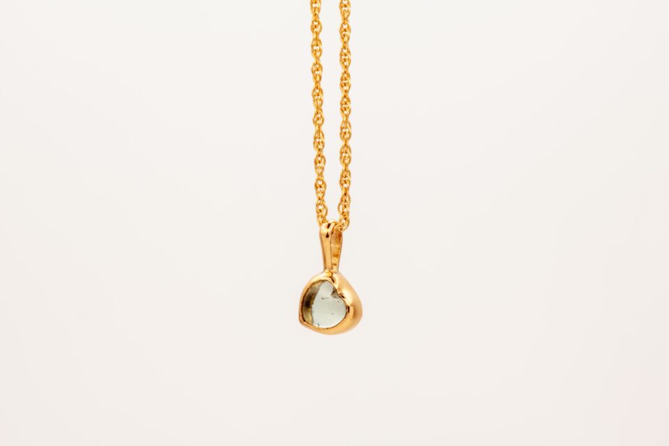 Tourmaline Heart Charm 22k gold